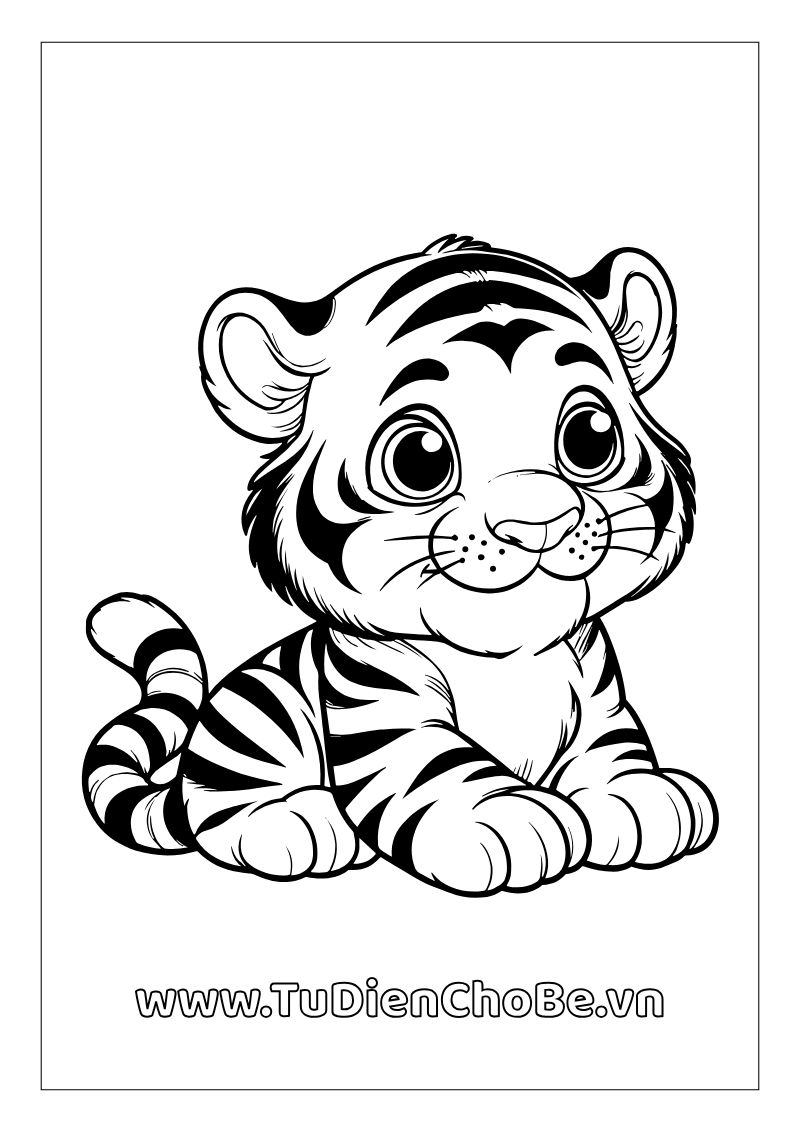 Tranh tô màu con hổ cho bé, hình hổ ngộ nghĩnh rõ nét, miễn phí tải về