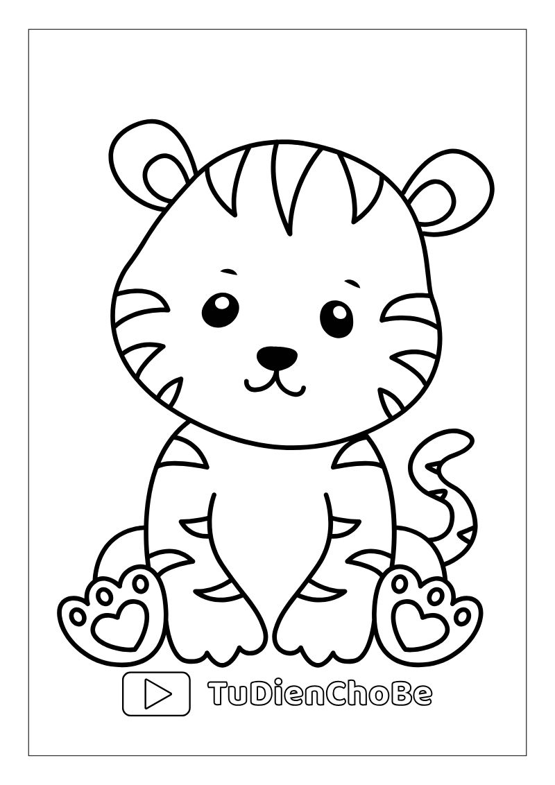Tranh tô màu con hổ cho bé, hình hổ ngộ nghĩnh rõ nét, miễn phí tải về