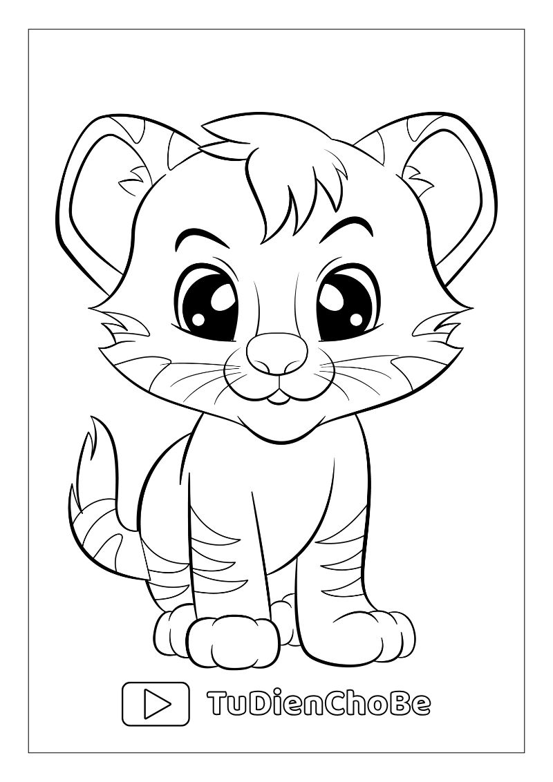 Tranh tô màu con hổ cho bé, hình hổ ngộ nghĩnh rõ nét, miễn phí tải về