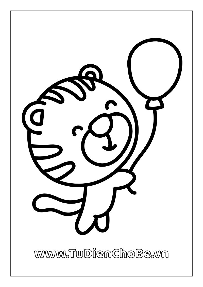 Tranh tô màu con hổ cho bé, hình hổ ngộ nghĩnh rõ nét, miễn phí tải về