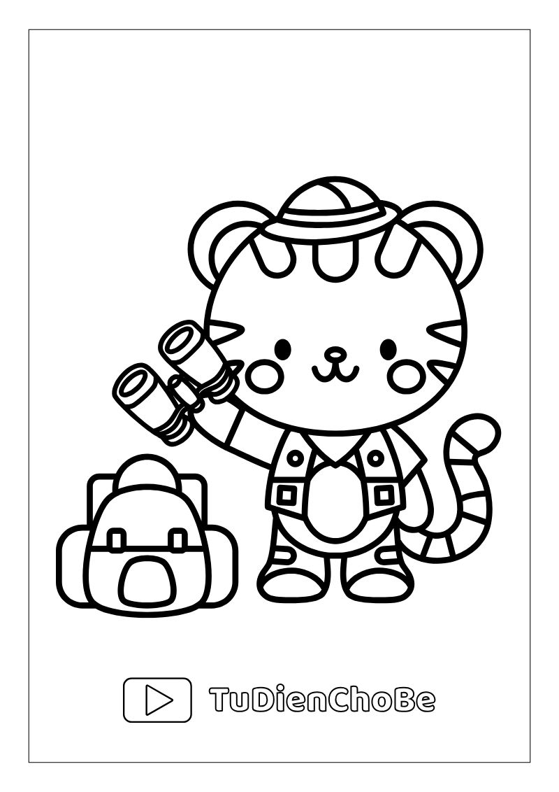 Tranh tô màu con hổ cho bé, hình hổ ngộ nghĩnh rõ nét, miễn phí tải về