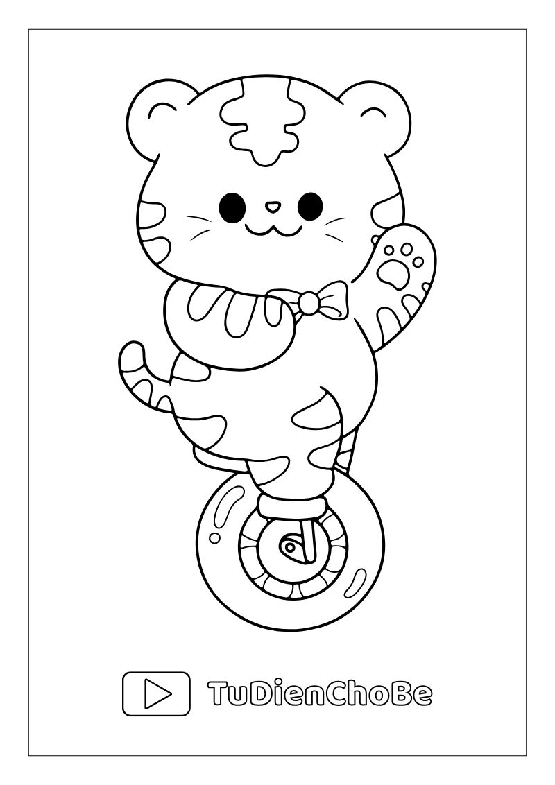 Tranh tô màu con hổ cho bé, hình hổ ngộ nghĩnh rõ nét, miễn phí tải về