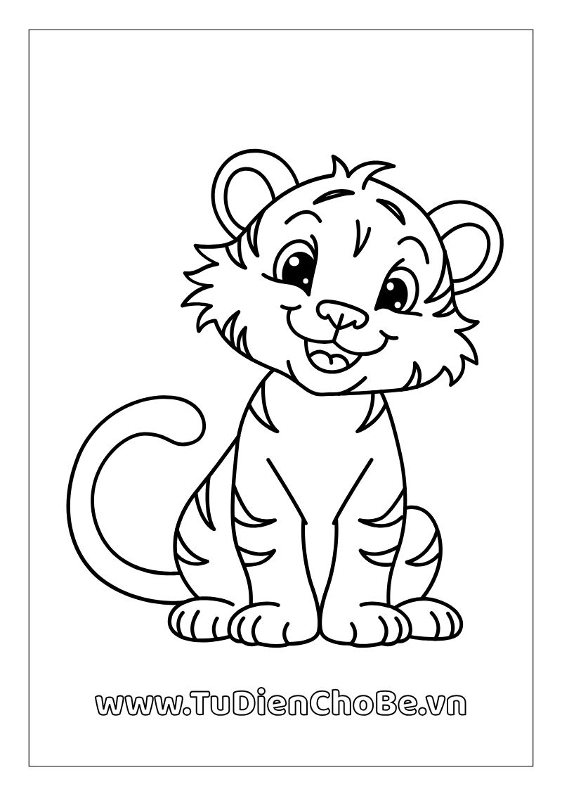 Tranh tô màu con hổ cho bé, hình hổ ngộ nghĩnh rõ nét, miễn phí tải về
