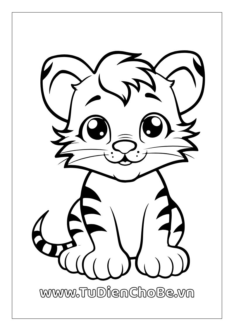 Tranh tô màu con hổ cho bé, hình hổ ngộ nghĩnh rõ nét, miễn phí tải về