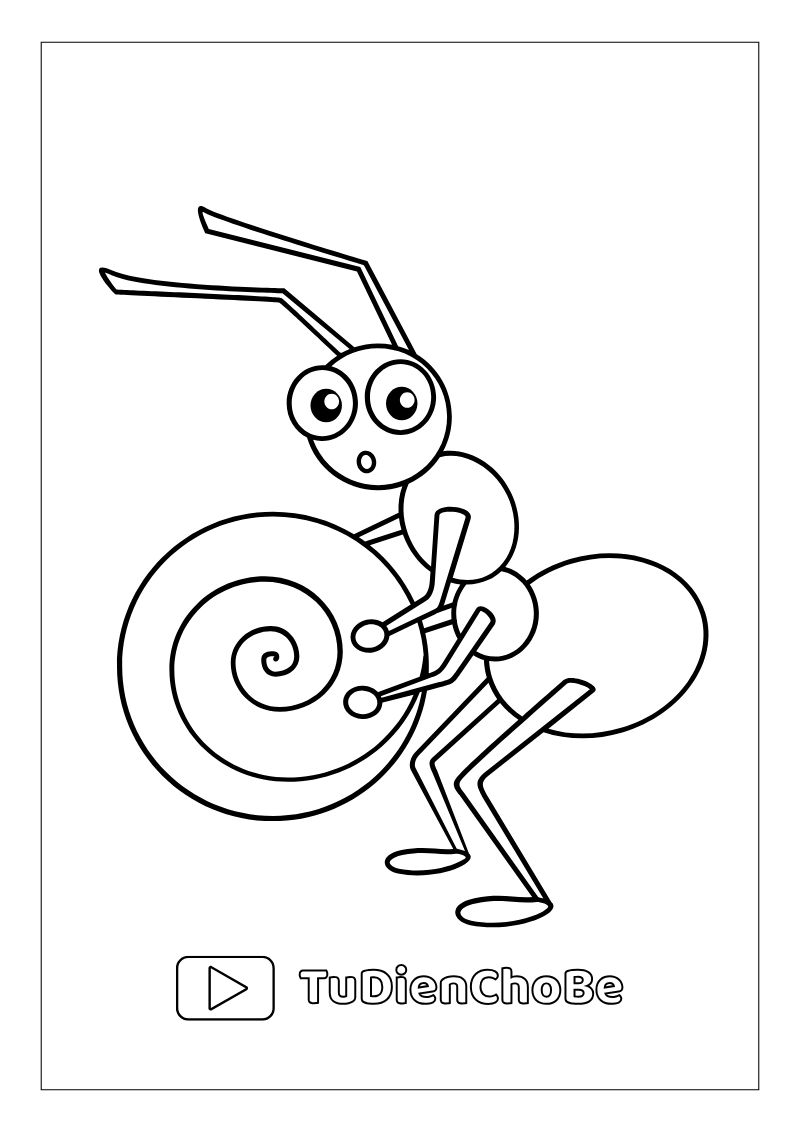 Tranh tô màu con kiến dễ thương cho bé, hình con kiến ngộ nghĩnh rõ nét miễn phí tải về