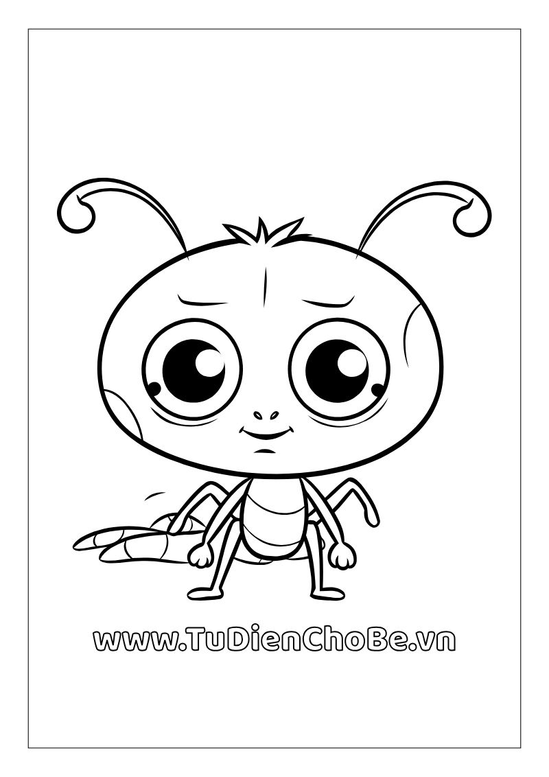 Tranh tô màu con kiến dễ thương cho bé, hình con kiến ngộ nghĩnh rõ nét miễn phí tải về