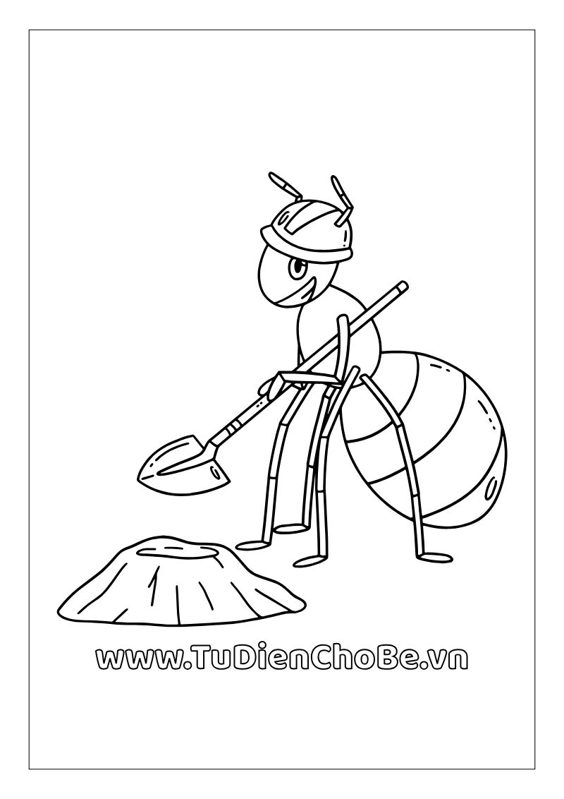 Tranh tô màu con kiến dễ thương cho bé, hình con kiến ngộ nghĩnh rõ nét miễn phí tải về