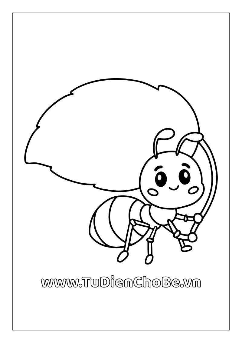 Tranh tô màu con kiến dễ thương cho bé, hình con kiến ngộ nghĩnh rõ nét miễn phí tải về