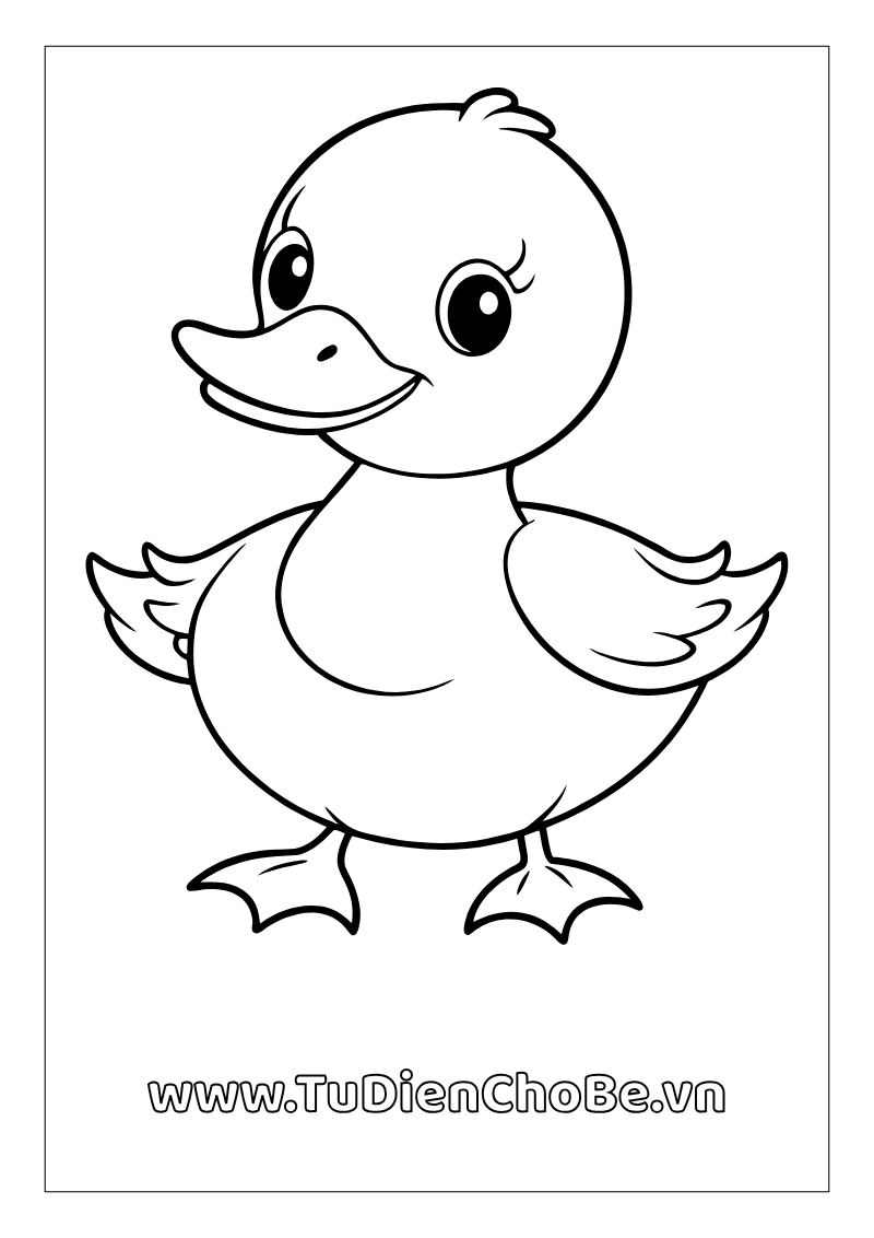 Tranh tô màu con vịt dễ thương cho bé tập tô và học về động vật quanh ta