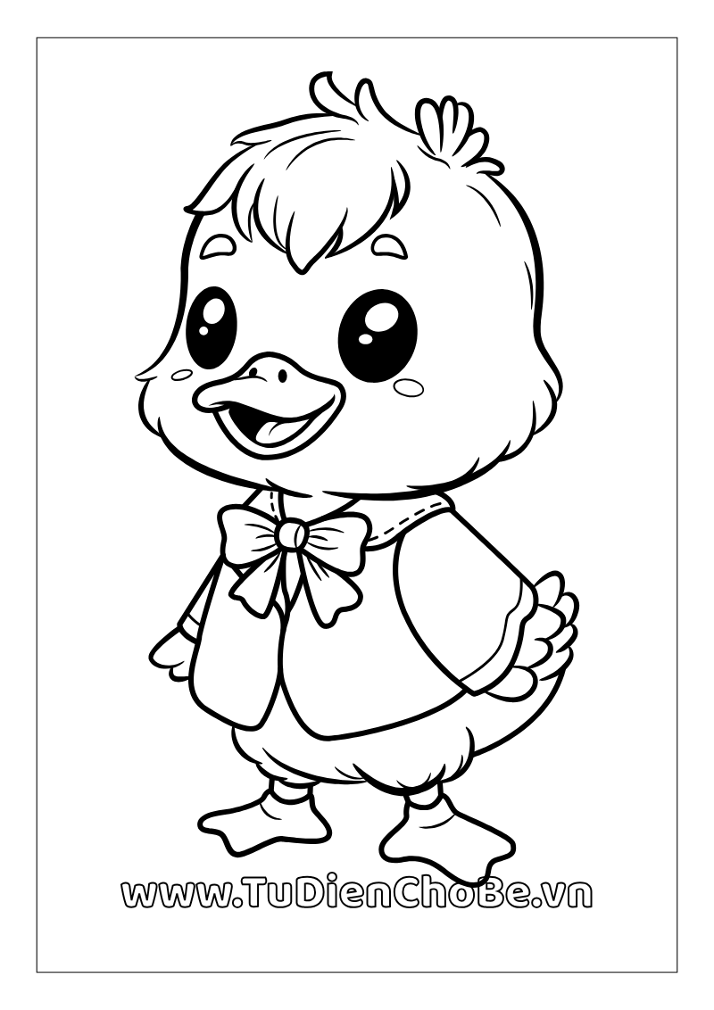 Tranh tô màu con vịt dễ thương cho bé tập tô và học về động vật quanh ta