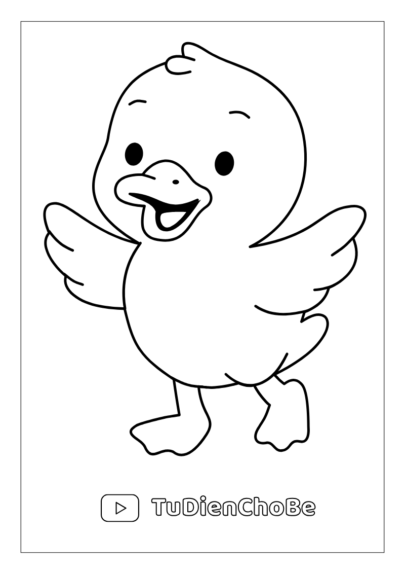 Tranh tô màu con vịt dễ thương cho bé tập tô và học về động vật quanh ta