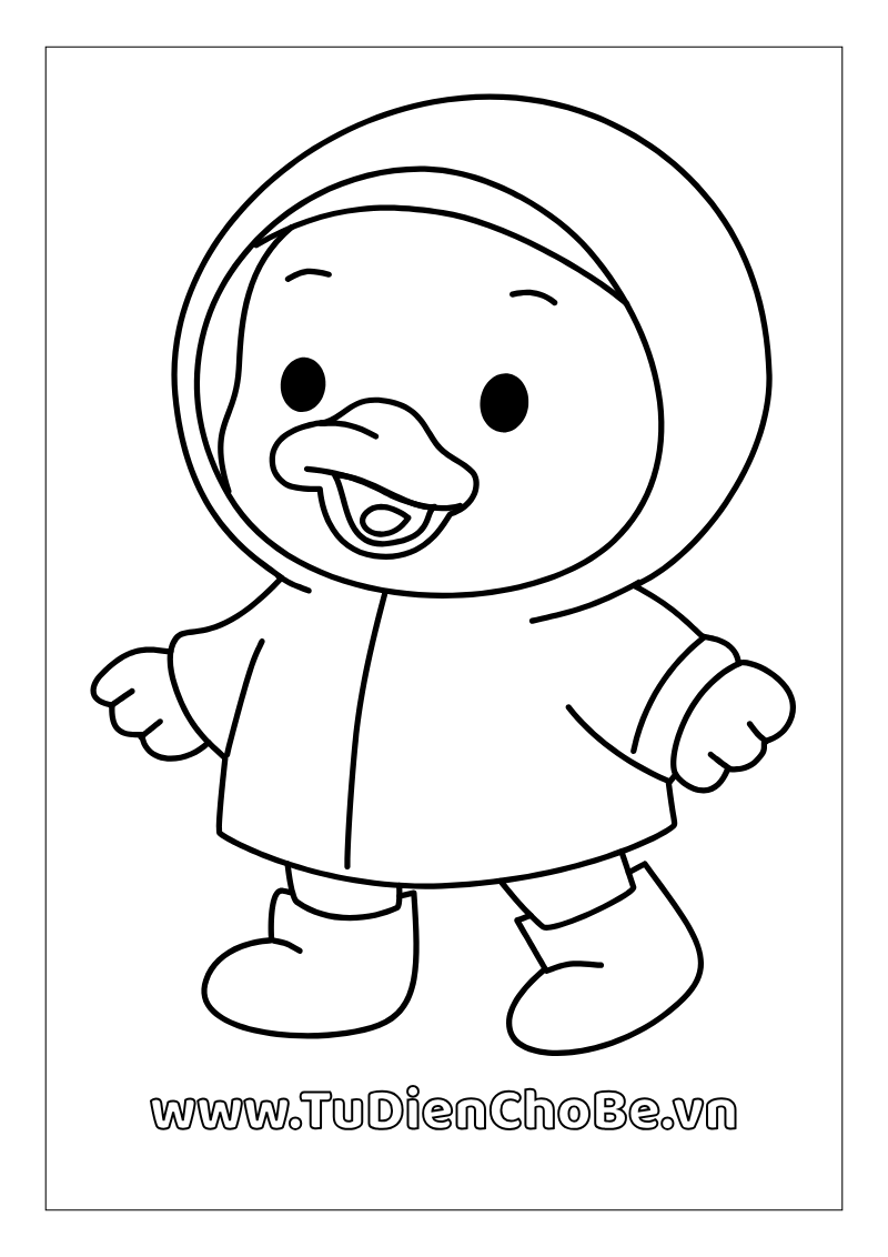 Tranh tô màu con vịt dễ thương cho bé tập tô và học về động vật quanh ta