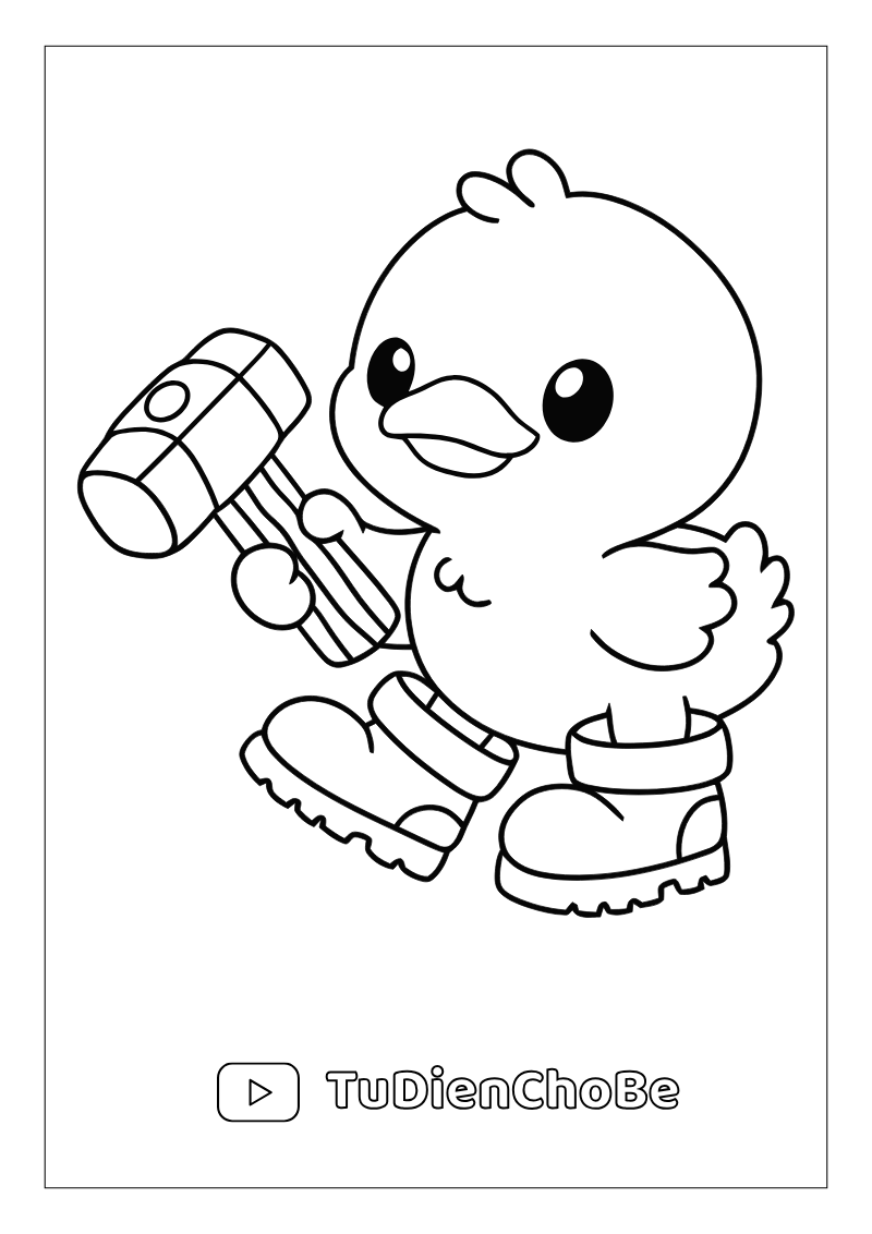 Tranh tô màu con vịt dễ thương cho bé tập tô và học về động vật quanh ta