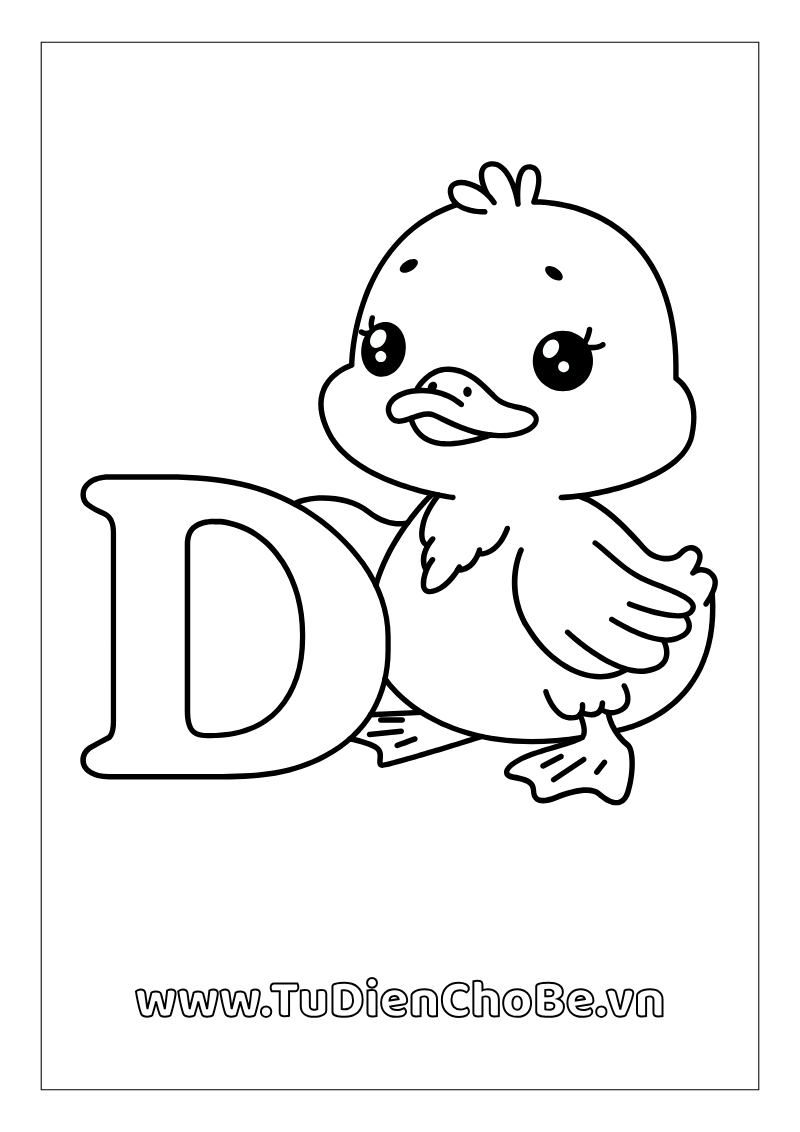 Tranh tô màu con vịt dễ thương cho bé tập tô và học về động vật quanh ta