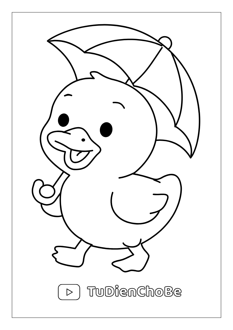 Tranh tô màu con vịt dễ thương cho bé tập tô và học về động vật quanh ta