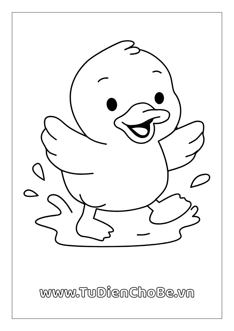 Tranh tô màu con vịt dễ thương cho bé tập tô và học về động vật quanh ta