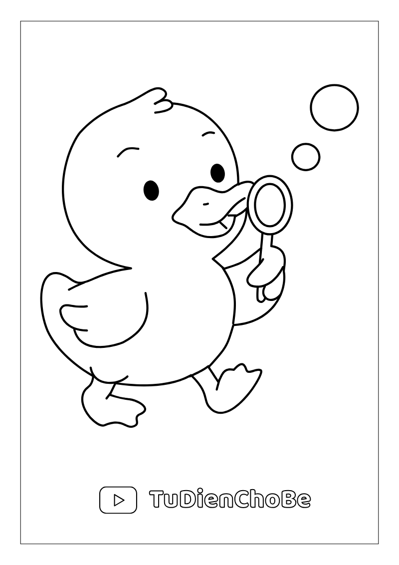Tranh tô màu con vịt dễ thương cho bé tập tô và học về động vật quanh ta