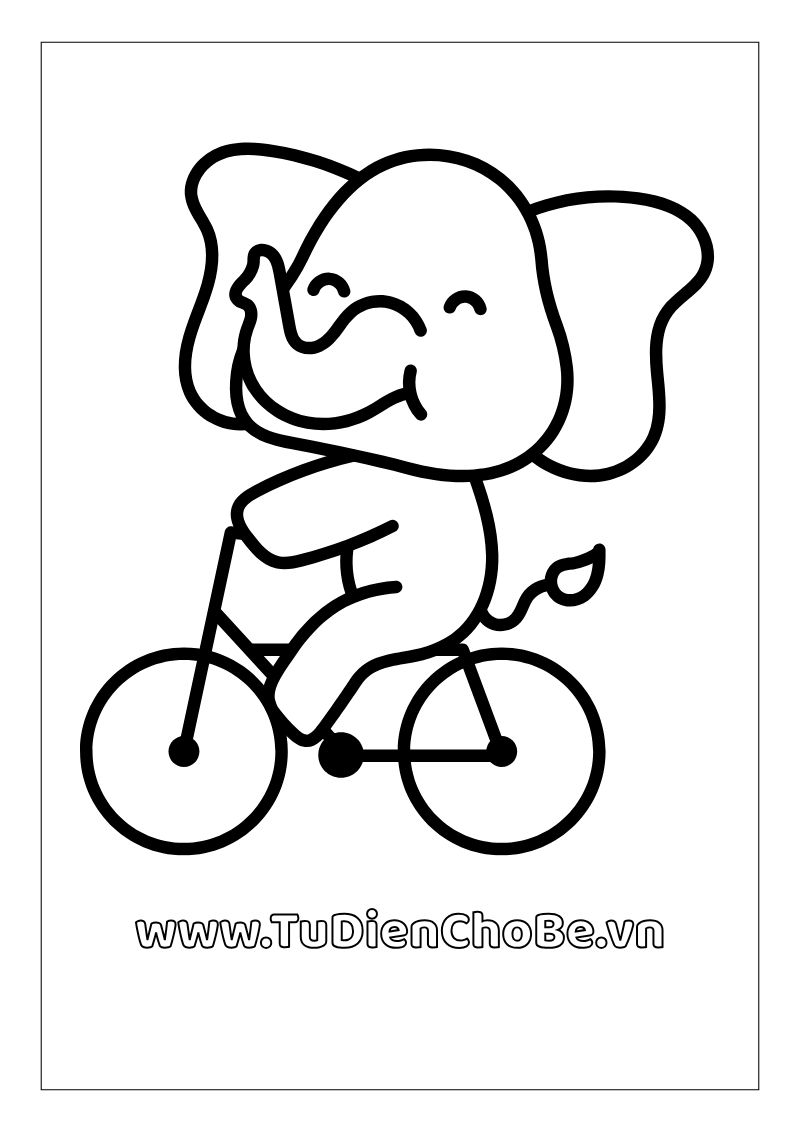 Tranh tô màu con voi miễn phí cho bé, hình voi ngộ nghĩnh dễ thương tải về