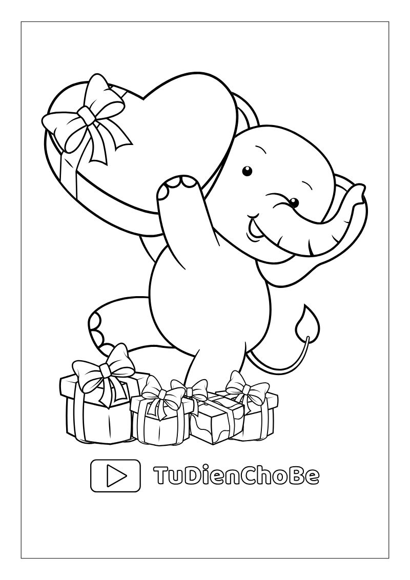 Tranh tô màu con voi miễn phí cho bé, hình voi ngộ nghĩnh dễ thương tải về