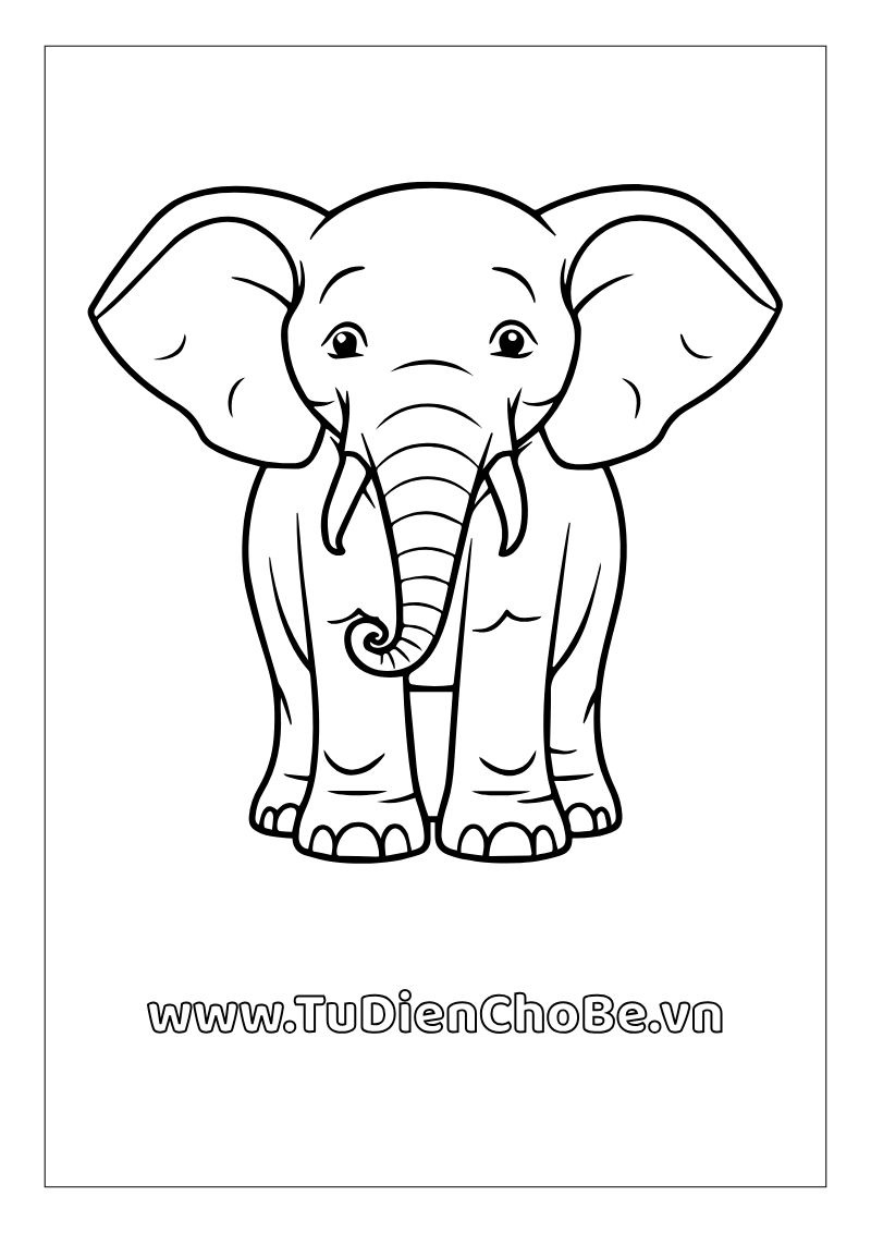 Tranh tô màu con voi miễn phí cho bé, hình voi ngộ nghĩnh dễ thương tải về