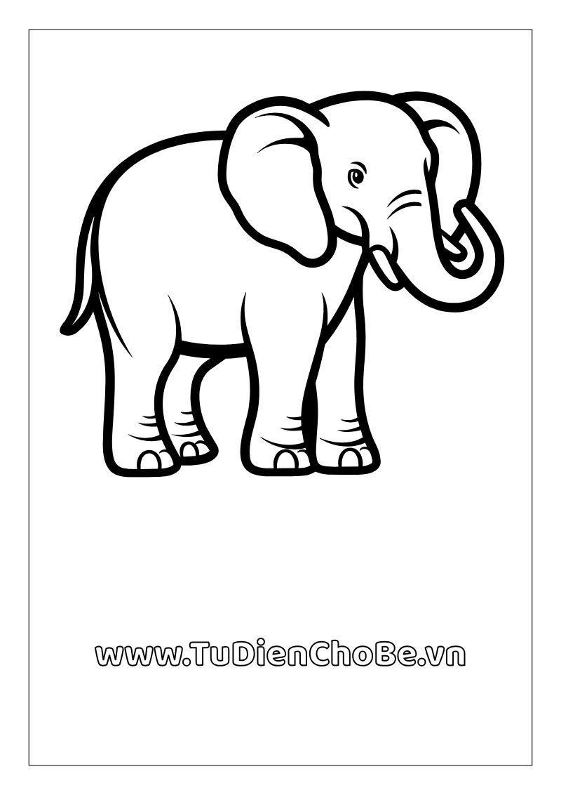 Tranh tô màu con voi miễn phí cho bé, hình voi ngộ nghĩnh dễ thương tải về