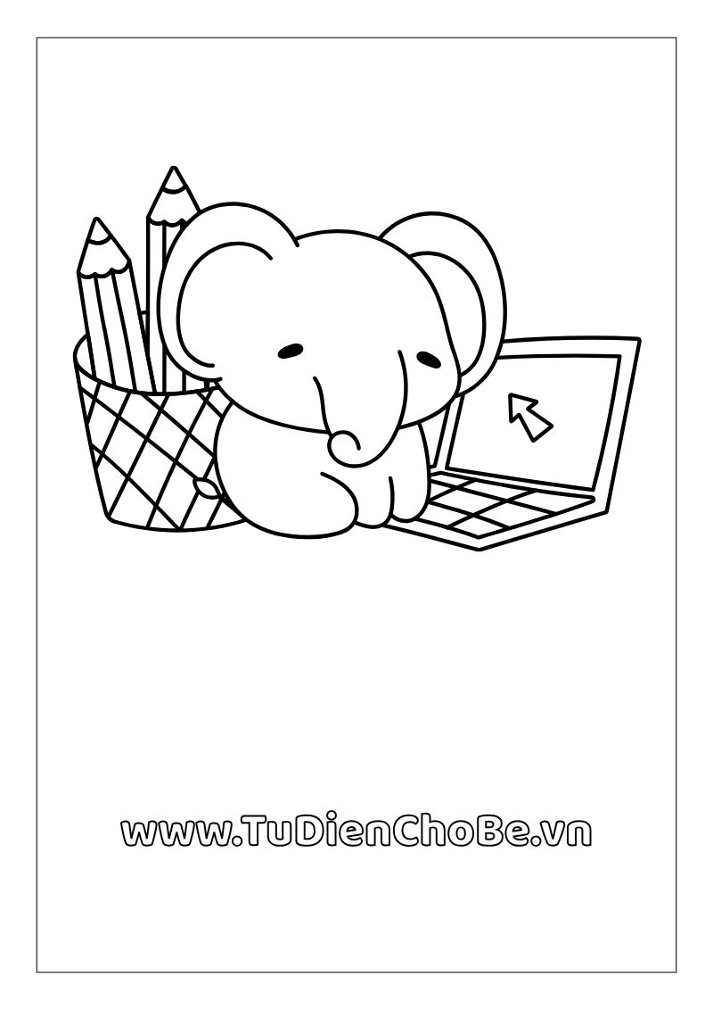 Tranh tô màu con voi miễn phí cho bé, hình voi ngộ nghĩnh dễ thương tải về