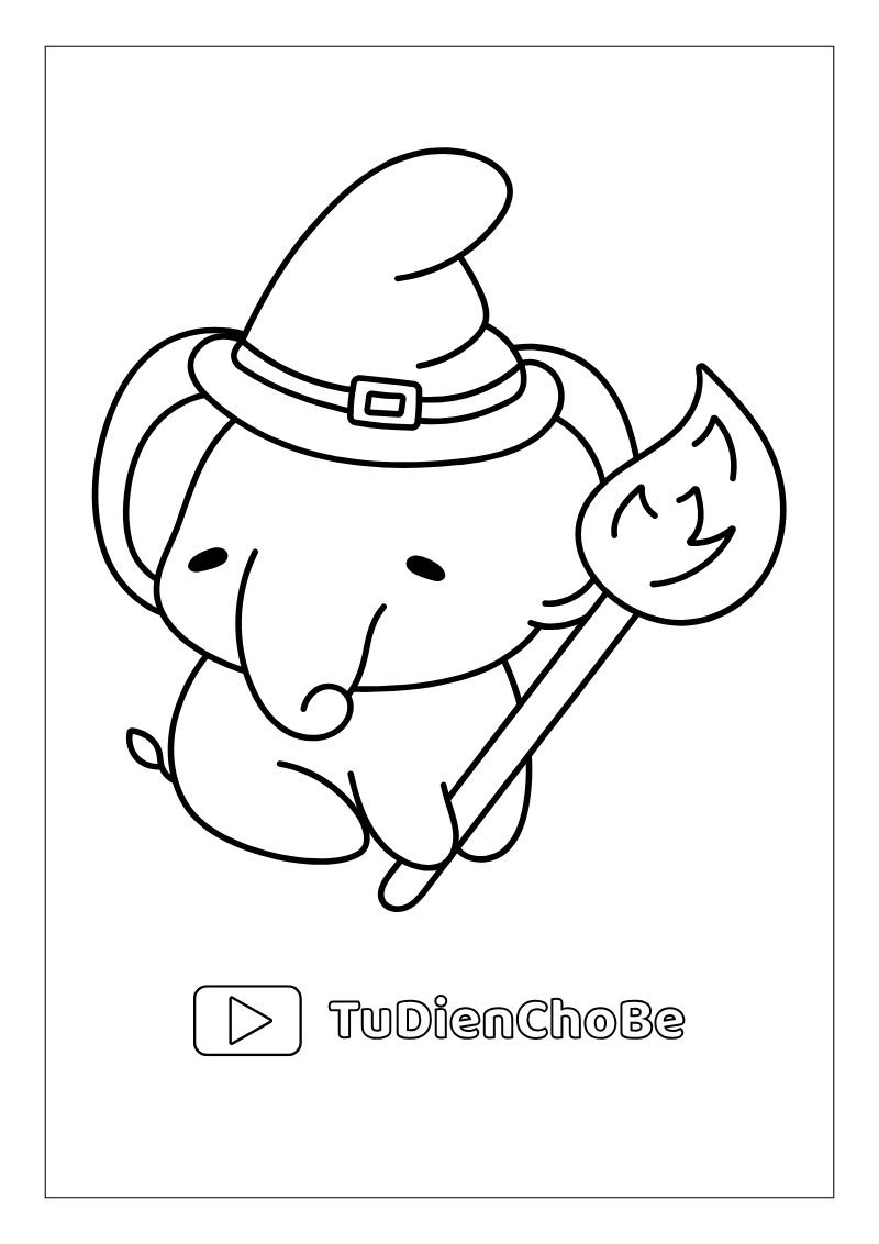 Tranh tô màu con voi miễn phí cho bé, hình voi ngộ nghĩnh dễ thương tải về