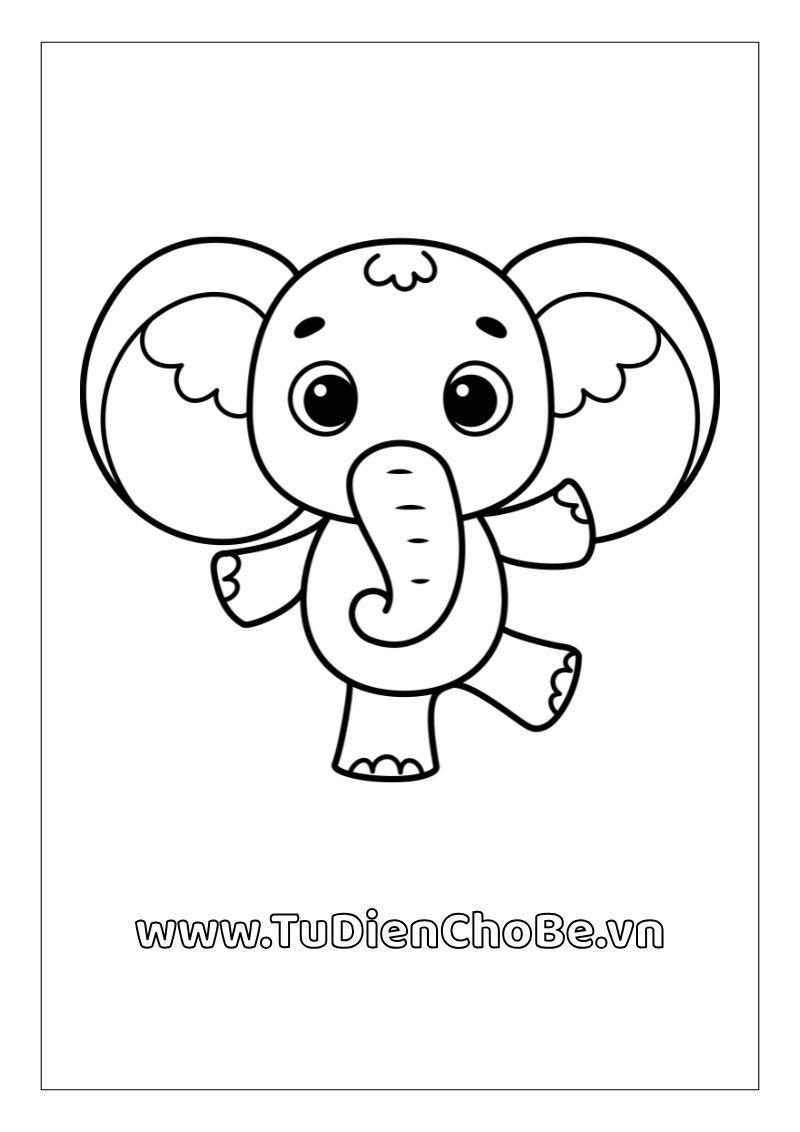 Tranh tô màu con voi miễn phí cho bé, hình voi ngộ nghĩnh dễ thương tải về