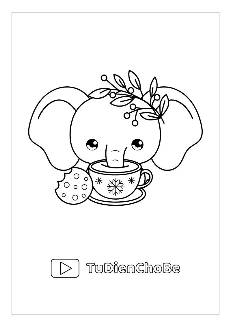 Tranh tô màu con voi miễn phí cho bé, hình voi ngộ nghĩnh dễ thương tải về