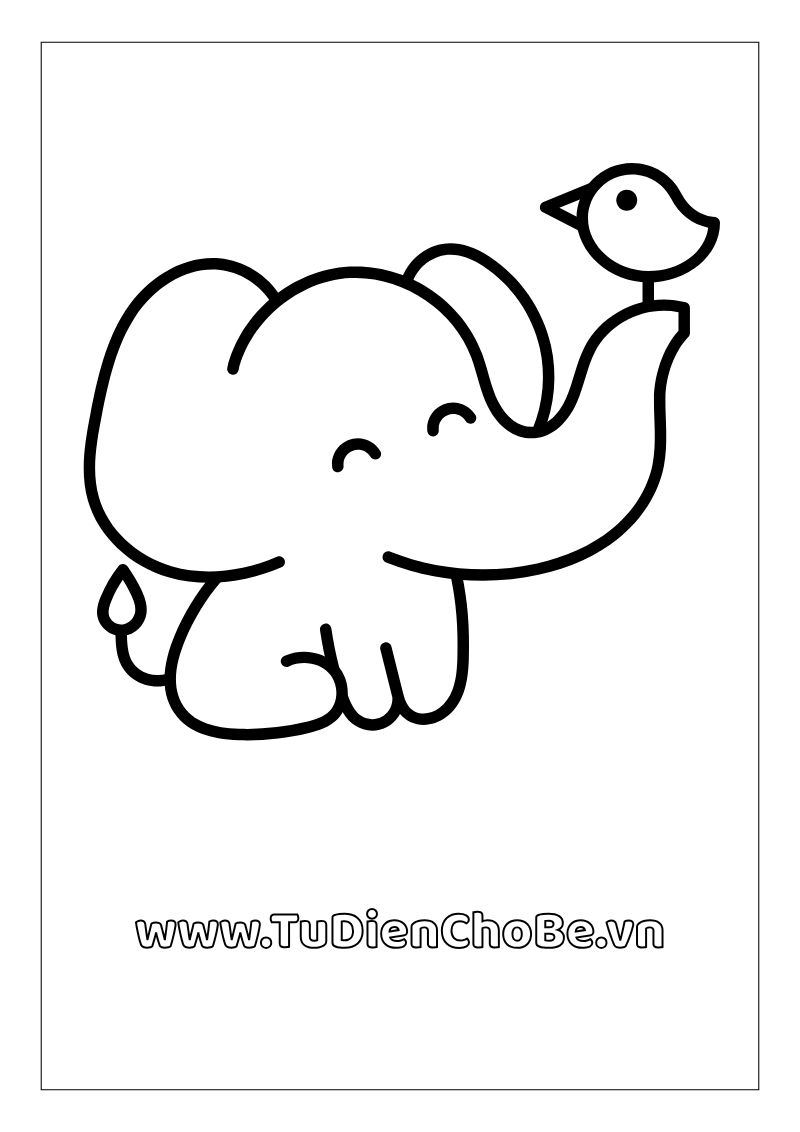 Tranh tô màu con voi miễn phí cho bé, hình voi ngộ nghĩnh dễ thương tải về