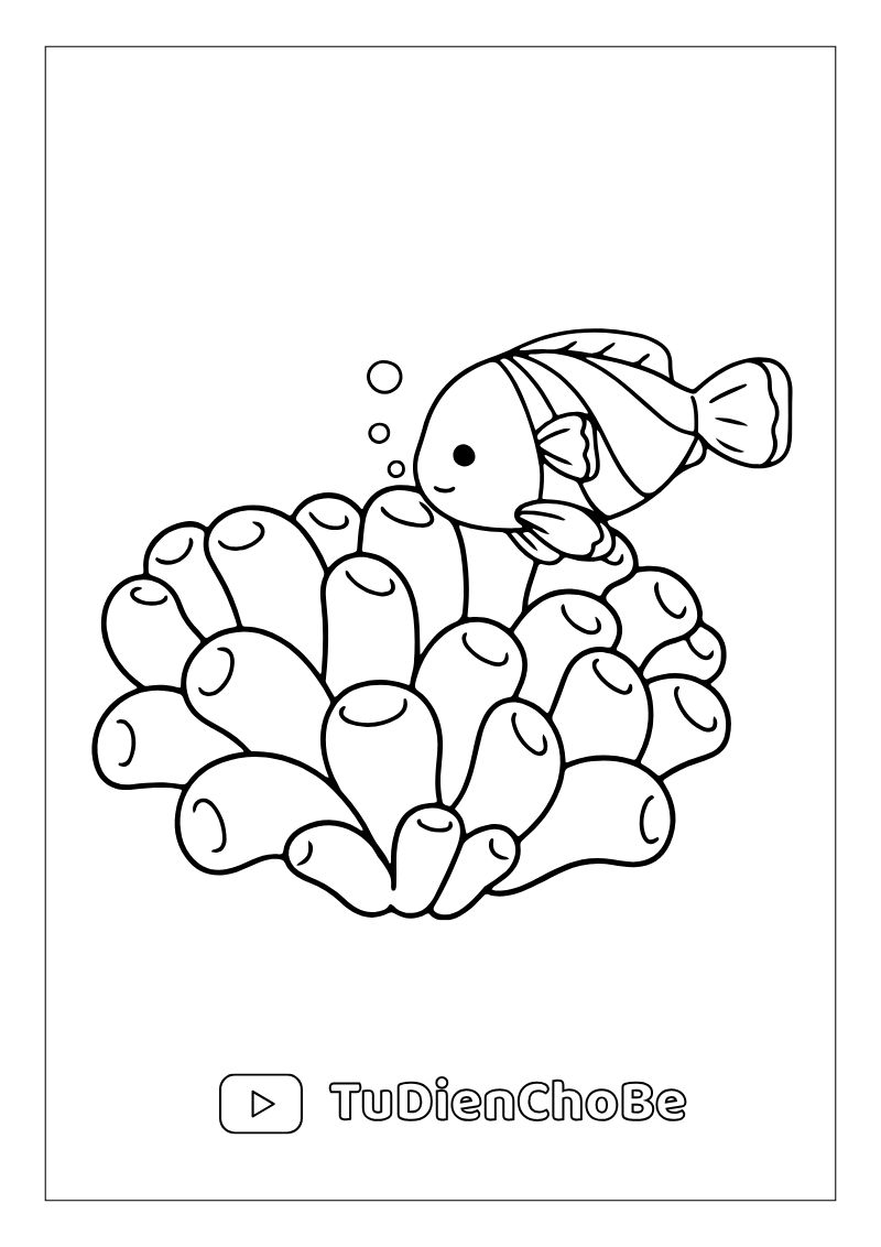 Tranh tô màu động vật biển cho bé – hình vẽ cá, rùa, bạch tuộc, sao biển dễ thương