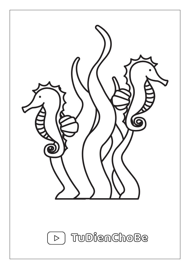 Tranh tô màu động vật biển cho bé – hình vẽ cá, rùa, bạch tuộc, sao biển dễ thương