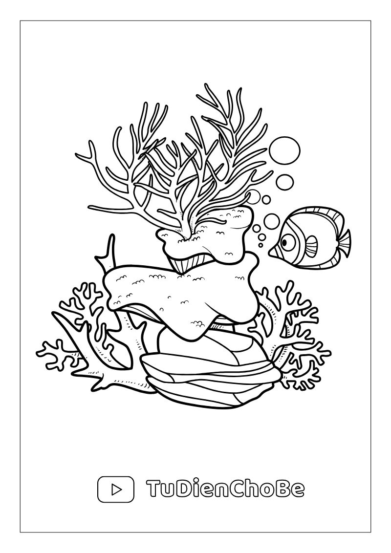 Tranh tô màu động vật biển cho bé – hình vẽ cá, rùa, bạch tuộc, sao biển dễ thương