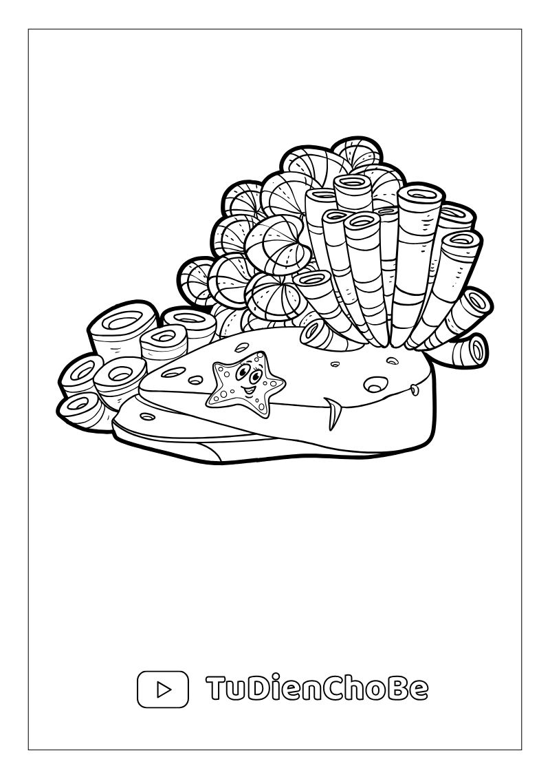 Tranh tô màu động vật biển cho bé – hình vẽ cá, rùa, bạch tuộc, sao biển dễ thương