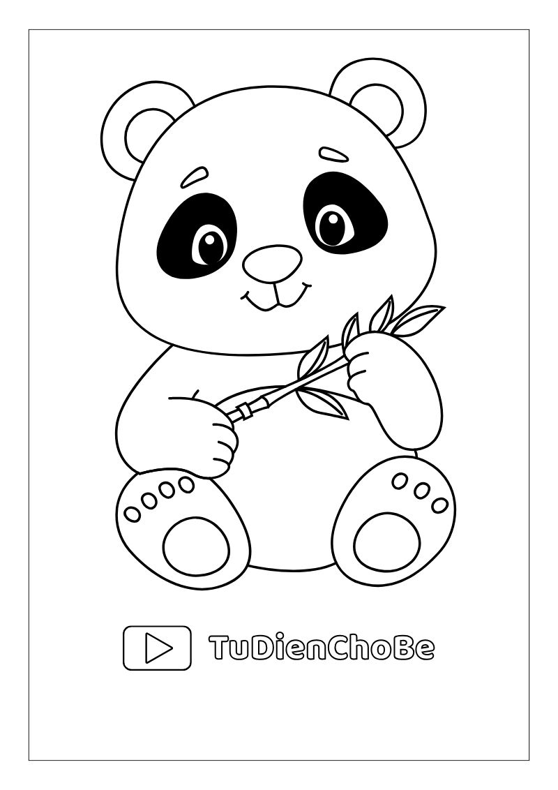 Tranh tô màu gấu trúc dễ thương cho bé, hình gấu trúc rõ nét miễn phí tải về