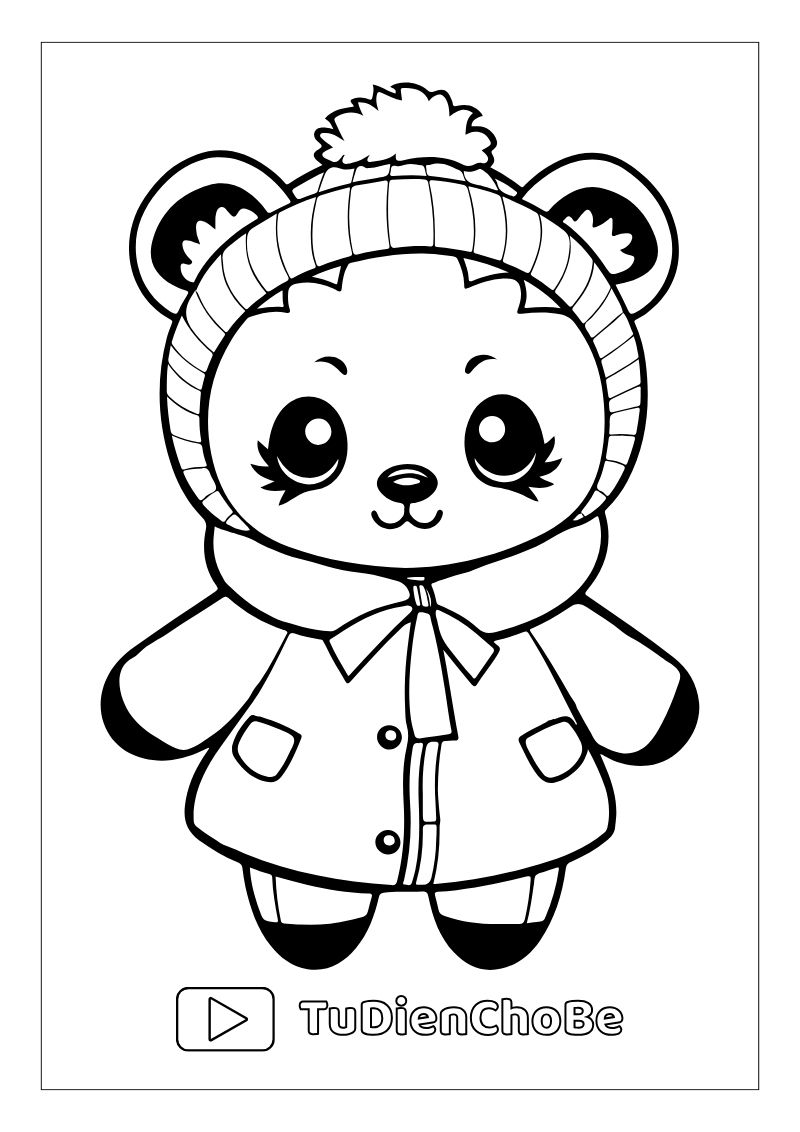Tranh tô màu gấu trúc dễ thương cho bé, hình gấu trúc rõ nét miễn phí tải về