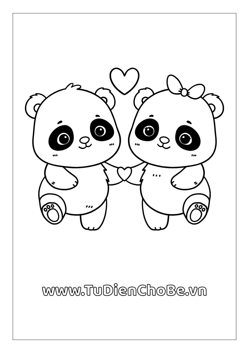 Tranh tô màu gấu trúc dễ thương cho bé, hình gấu trúc rõ nét miễn phí tải về