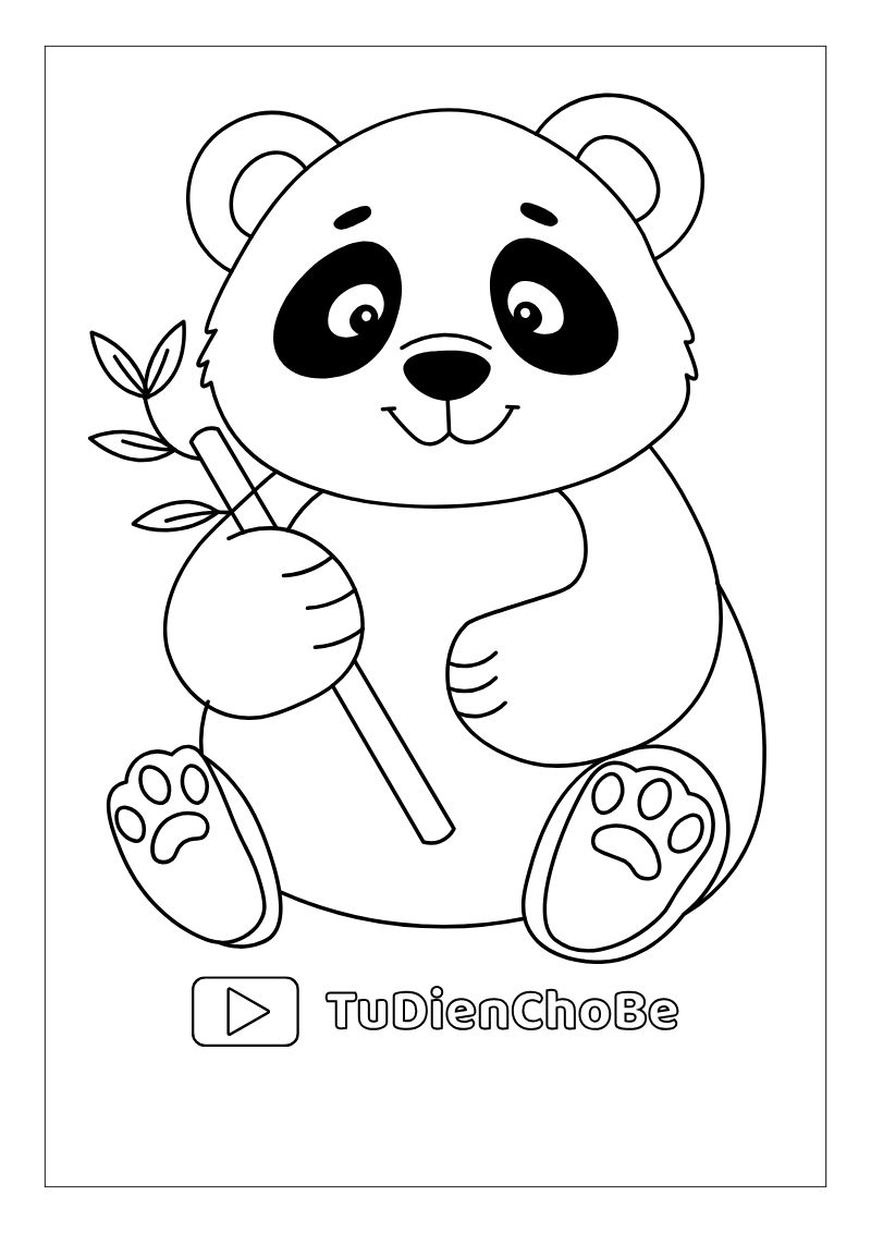 Tranh tô màu gấu trúc dễ thương cho bé, hình gấu trúc rõ nét miễn phí tải về