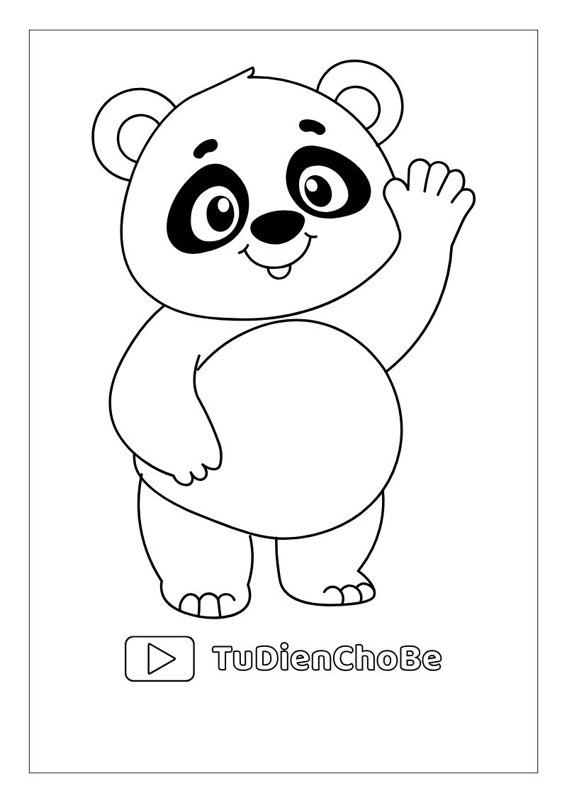Tranh tô màu gấu trúc dễ thương cho bé, hình gấu trúc rõ nét miễn phí tải về