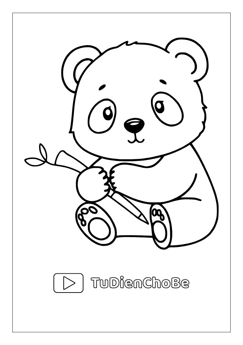 Tranh tô màu gấu trúc dễ thương cho bé, hình gấu trúc rõ nét miễn phí tải về