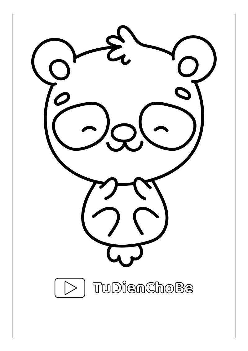 Tranh tô màu gấu trúc dễ thương cho bé, hình gấu trúc rõ nét miễn phí tải về