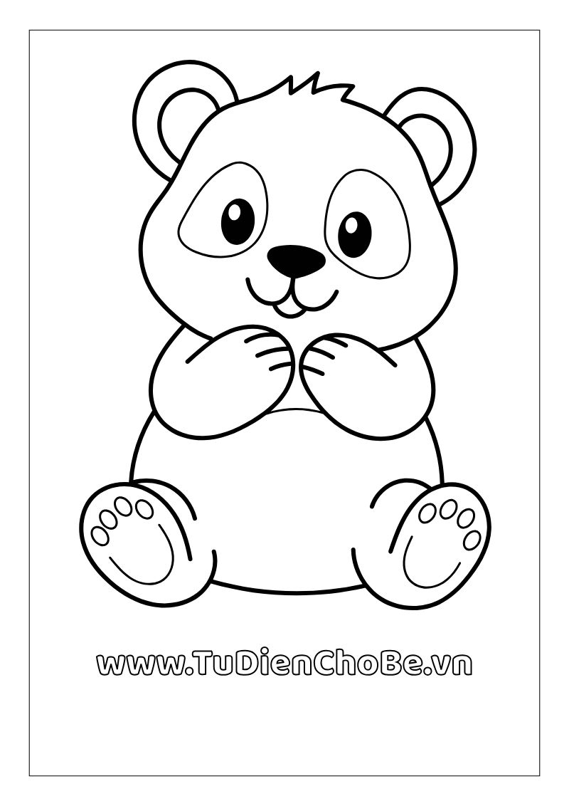 Tranh tô màu gấu trúc dễ thương cho bé, hình gấu trúc rõ nét miễn phí tải về