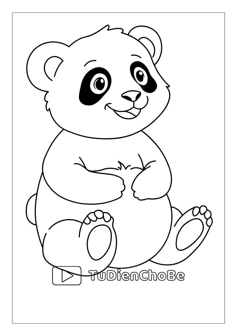 Tranh tô màu gấu trúc dễ thương cho bé, hình gấu trúc rõ nét miễn phí tải về