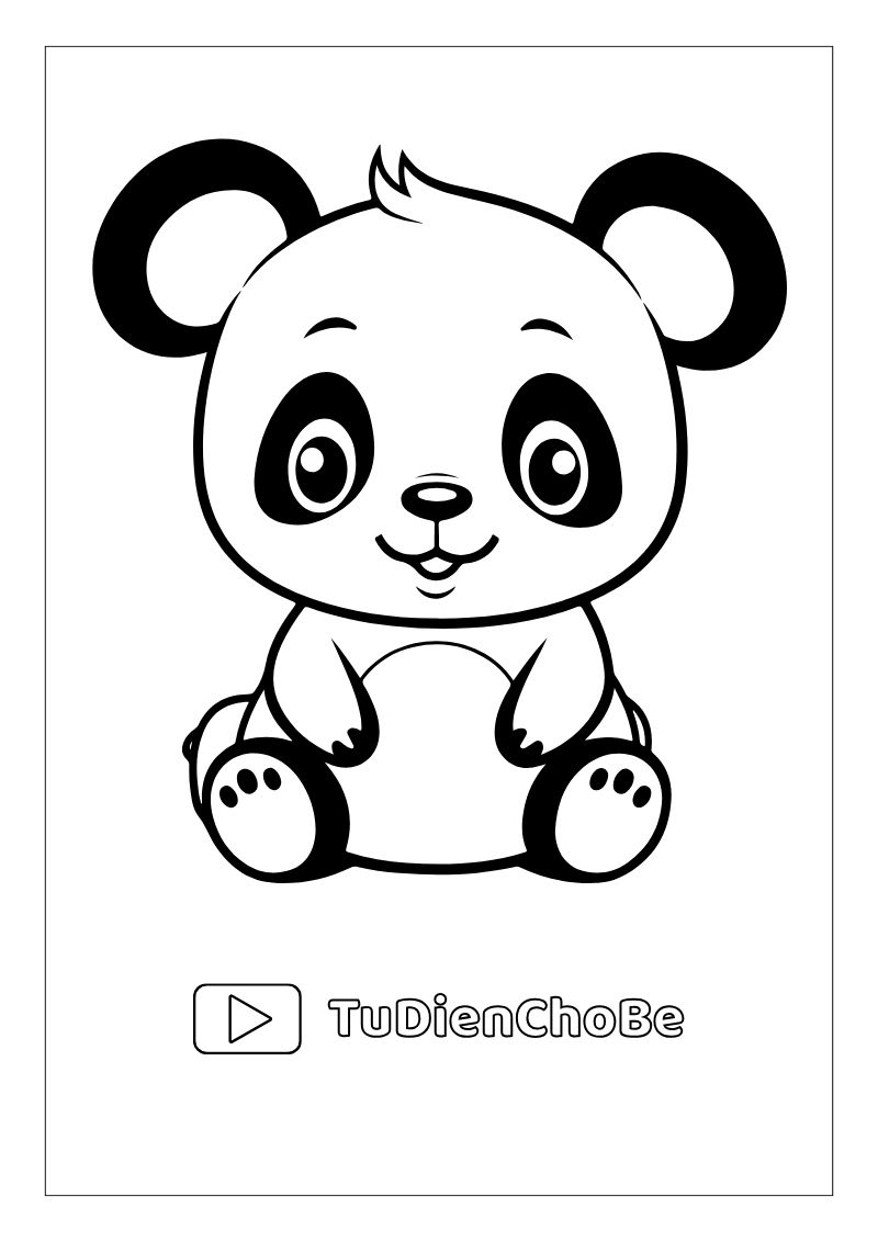 Tranh tô màu gấu trúc dễ thương cho bé, hình gấu trúc rõ nét miễn phí tải về