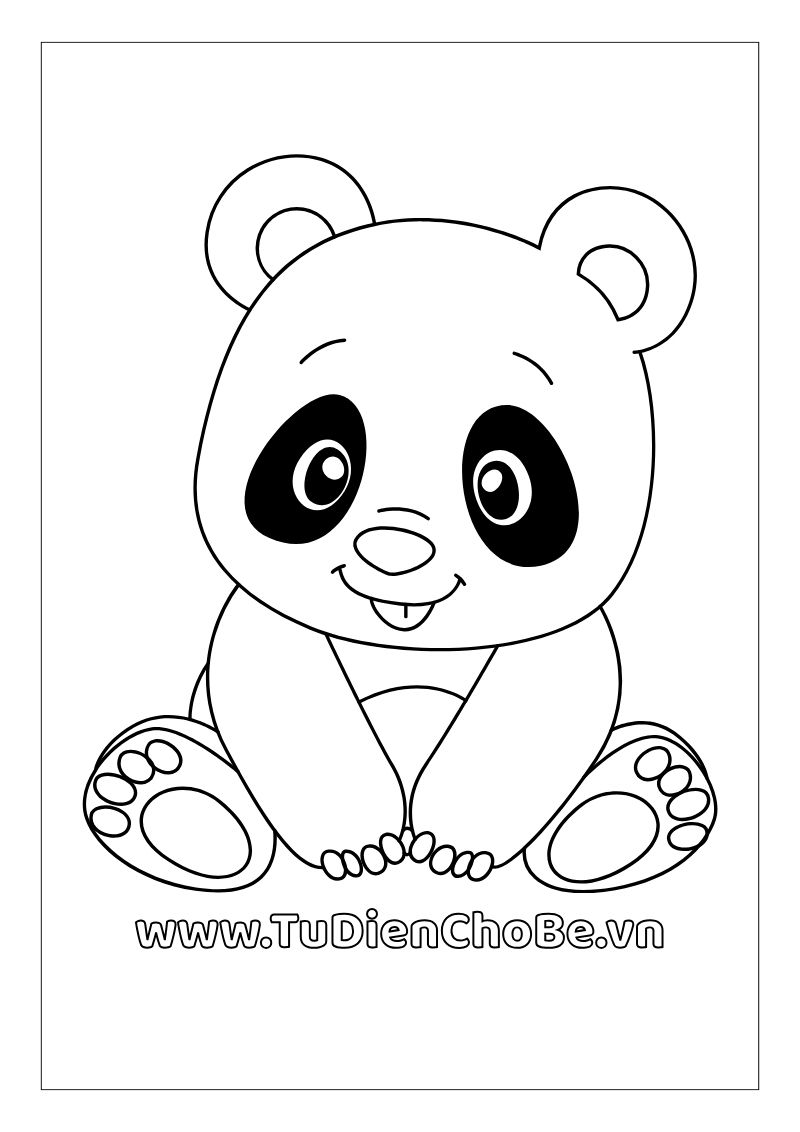 Tranh tô màu gấu trúc dễ thương cho bé, hình gấu trúc rõ nét miễn phí tải về