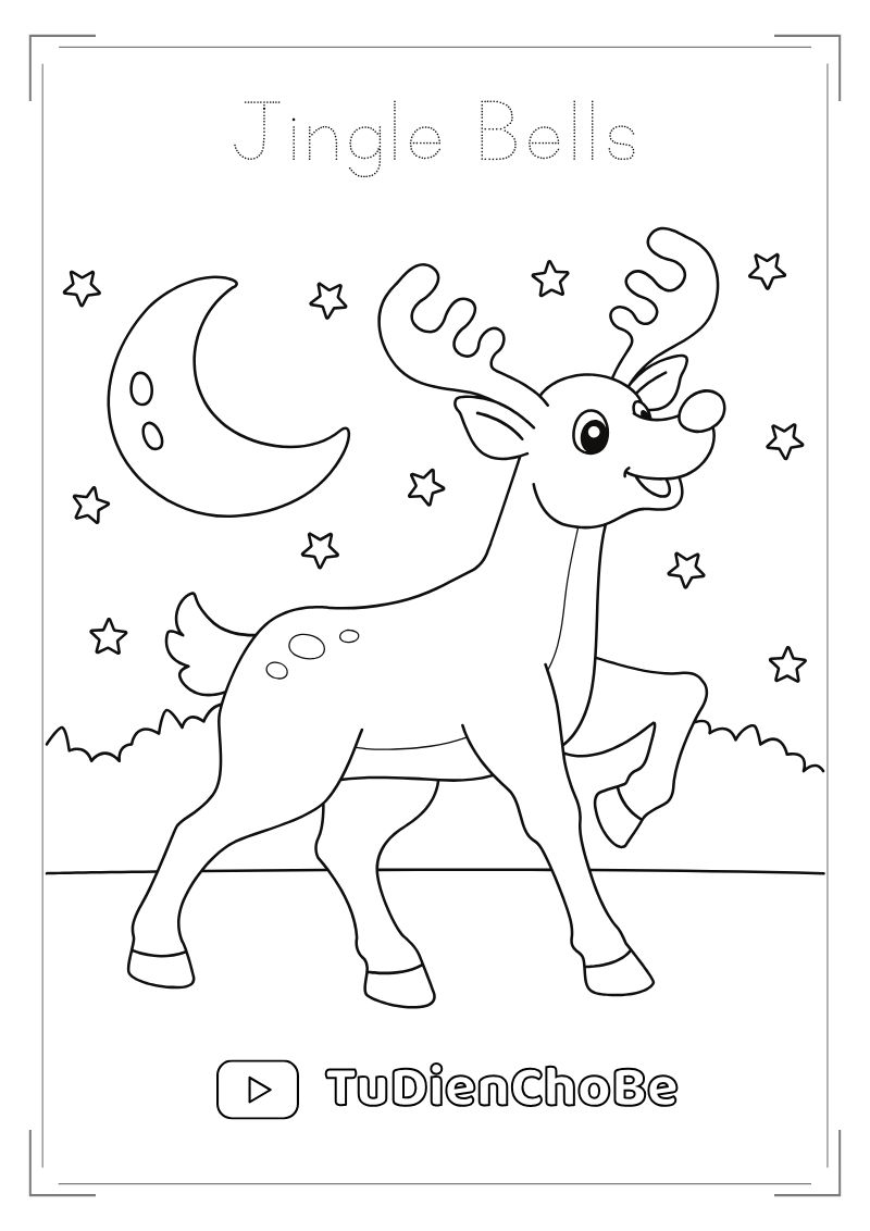 Tranh tô màu Giáng Sinh cho bé với ông già Noel, cây thông, tuần lộc và quà Noel dễ thương