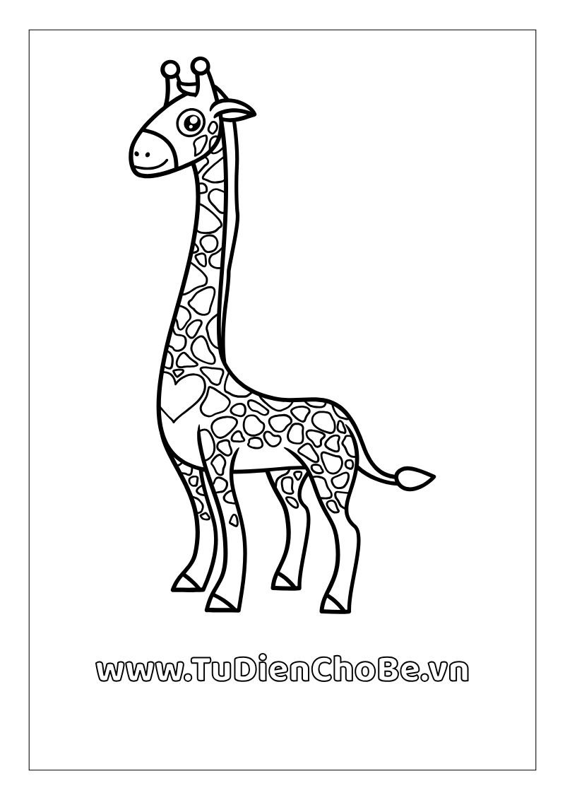 tranh tô màu hươu cao cổ đẹp, tranh tô màu hươu cao cổ rõ nét, hình tô màu hươu cao cổ hoạt hình,