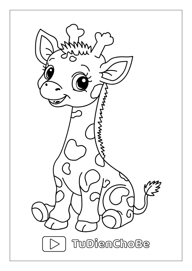 tranh tô màu hươu cao cổ đẹp, tranh tô màu hươu cao cổ rõ nét, hình tô màu hươu cao cổ hoạt hình,