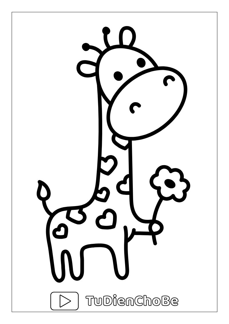 tranh tô màu hươu cao cổ đẹp, tranh tô màu hươu cao cổ rõ nét, hình tô màu hươu cao cổ hoạt hình,