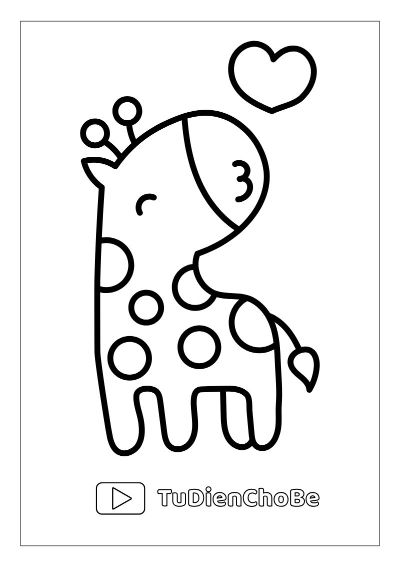 tranh tô màu hươu cao cổ đẹp, tranh tô màu hươu cao cổ rõ nét, hình tô màu hươu cao cổ hoạt hình,